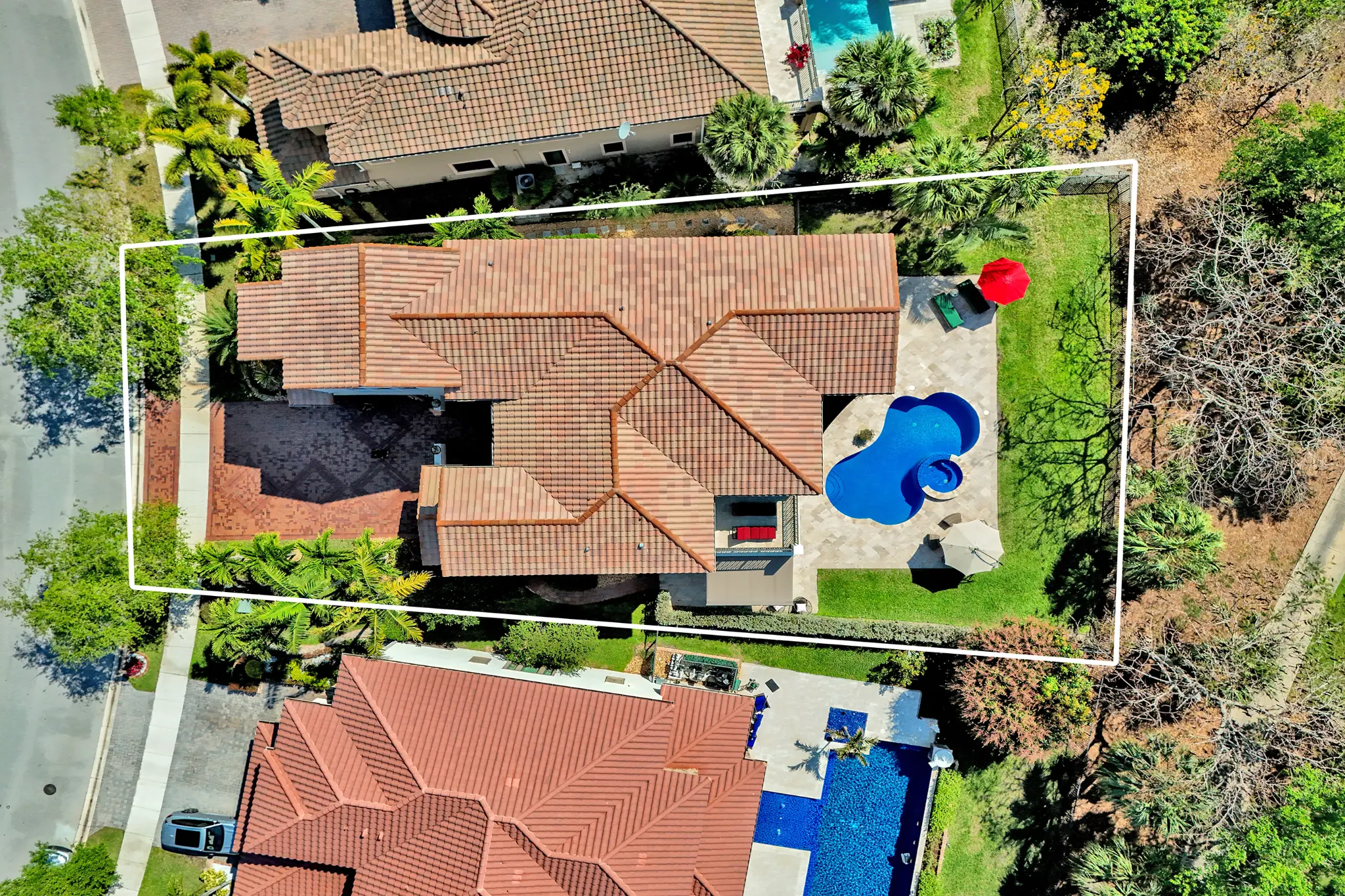 Community pools and tennis courts — aerial