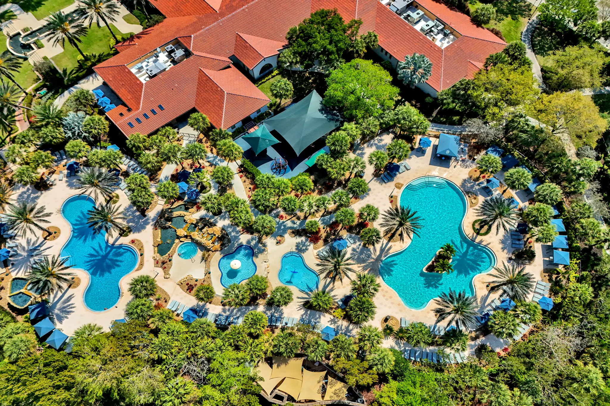 PGCC clubhouse pools — aerial